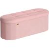 imageSONGMICS Mazie Collection  Folding Ottoman with Storage Oval Storage Ottoman Bench for Living Room Bedroom Velvet Fabric 15 x 43 x 15 Inches Jelly Pink ULSF297SA01Jelly Pink