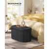 imageSONGMICS Mazie Collection  Folding Ottoman with Storage Oval Storage Ottoman Bench for Living Room Bedroom Velvet Fabric 15 x 43 x 15 Inches Jelly Pink ULSF297SA01Ink Black