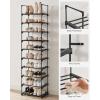 imageSONGMICS Shoe Rack 8Tier Shoe Organizer Metal Storage Shelf Upright or Upside Down for 3240 Pairs Stackable for Entryway 118 x 362 x 565 Inches Black ULSA308BH01Black