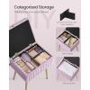 imageSONGMICS Vanity Stool Chair with Storage Makeup Stool Footrest Footstool Ottoman Metal Legs Adjustable Feet for Living Room Bedroom Makeup Room Cappuccino Beige ULOM505LZ02Light Lilac