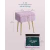 imageSONGMICS Vanity Stool Chair with Storage Makeup Stool Footrest Footstool Ottoman Metal Legs Adjustable Feet for Living Room Bedroom Makeup Room Cappuccino Beige ULOM505LZ02Light Lilac