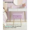imageSONGMICS Vanity Stool Chair with Storage Makeup Stool Footrest Footstool Ottoman Metal Legs Adjustable Feet for Living Room Bedroom Makeup Room Cappuccino Beige ULOM505LZ02Light Lilac