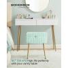 imageSONGMICS Vanity Stool Chair with Storage Makeup Stool Footrest Footstool Ottoman Metal Legs Adjustable Feet for Living Room Bedroom Makeup Room Cappuccino Beige ULOM505LZ02Moonlight Green