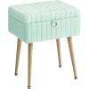 imageSONGMICS Vanity Stool Chair with Storage Makeup Stool Footrest Footstool Ottoman Metal Legs Adjustable Feet for Living Room Bedroom Makeup Room Cappuccino Beige ULOM505LZ02Moonlight Green