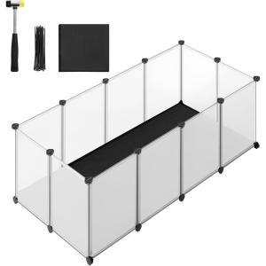 imageSONGMICS 20 Panels Guinea Pig PlaypenRemovable Oxford Fabric MatSmall Animal Pen Pet Fence IndoorDIY Plastic Enclosure for Hamsters Rabbits Hedgehogs 492 x 248 x 165 Inches White ULPC009W01492L x 248W x 165H