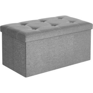 imageSONGMICS MAZIE Collection  43 Inches Ottoman Storage Bench 35 Gal Folding Chest with Breathable LinenLook Fabric Load up to 660 lb for Entryway Living Room Bedroom Light Gray ULSF077G05Light Gray