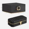 imageSONGMICS 2Layer Jewelry Box with Handle and Rectangular Travel Jewelry Box Bundle Removable Jewelry Tray with Mirror PU Zippers Gift Idea Ink Black UJBC165B01 and UJBC180B01