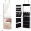 imageSONGMICS 55 Inches Tall Spacious Jewelry Cabinet Jewelry Armoire with LightUp Interior Mirror Wall or Door Mounted Jewelry Storage Organizer Lockable Gift Idea Black UJJC032BZ01White