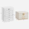 imageSONGMICS 6Tier Jewelry Organizer and 3Tier Jewelry Box Bundle Large Storage Capacity with Drawers and Mirror PU Surface with Stitching Gift Cloud White UJBC152W01 and UJBC183W01