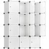 imageSONGMICS Cube Storage Organizer Set of 16 Plastic Cubes Closet Storage Shelves DIY Plastic Closet Cabinet Modular Bookcase Shelving with Doors for Bedroom Living Room White ULPC44BSV1White