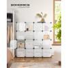 imageSONGMICS Cube Storage Organizer Set of 16 Plastic Cubes Closet Storage Shelves DIY Plastic Closet Cabinet Modular Bookcase Shelving with Doors for Bedroom Living Room White ULPC44BSV1White