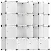 imageSONGMICS Cube Storage Organizer Set of 16 Plastic Cubes Closet Storage Shelves DIY Plastic Closet Cabinet Modular Bookcase Shelving with Doors for Bedroom Living Room White ULPC44BSV1White