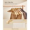 imageSONGMICS Extra Wide Wooden Suit Hangers Set of 10 Clothes Hangers Swivel Hooks NonSlip Bars for Outfits Suits Coats Shirts Dresses Walnut Color UCRW050KZ01Natural Color