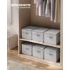 imageSONGMICS Foldable Storage Organizer Boxes Set of 6 Storage Basket Bins with Lids Handles Clothes Organizer 157 x 118 x 98 Inches NonWoven Fabric Slate Gray URZB003G02Dove Gray