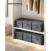 imageSONGMICS Foldable Storage Organizer Boxes Set of 6 Storage Basket Bins with Lids Handles Clothes Organizer 157 x 118 x 98 Inches NonWoven Fabric Slate Gray URZB003G02Slate Gray