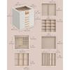 imageSONGMICS GISELLA Collection  Jewelry Box Organizer 3Layer Jewelry Storage with 2 Drawers Shiny Metal Hardware Glass Lid Modern 8 x 91 x 53 Inches Jelly Pink and Gold Color UJBC239SA01SCloud White  Gold