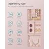imageSONGMICS GISELLA Collection  Jewelry Box Organizer 3Layer Jewelry Storage with 2 Drawers Shiny Metal Hardware Glass Lid Modern 8 x 91 x 53 Inches Jelly Pink and Gold Color UJBC239SA01SJelly Pink  Gold Color