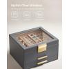 imageSONGMICS GISELLA Collection  Jewelry Box Organizer 3Layer Jewelry Storage with 2 Drawers Shiny Metal Hardware Glass Lid Modern 8 x 91 x 53 Inches Jelly Pink and Gold Color UJBC239SA01SGray  Gold