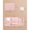 imageSONGMICS HOME Travel Jewelry Case Foldable Jewelry Organizer with Mirror Sectioned Storage Large Capacity Woven Embossed PU Leather Gift Idea Jelly Pink UJBC196R01Jelly Pink