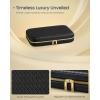 imageSONGMICS HOME Travel Jewelry Case Foldable Jewelry Organizer with Mirror Sectioned Storage Large Capacity Woven Embossed PU Leather Gift Idea Jelly Pink UJBC196R01Ink Black