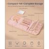 imageSONGMICS HOME Travel Jewelry Case Foldable Jewelry Organizer with Mirror Sectioned Storage Large Capacity Woven Embossed PU Leather Gift Idea Jelly Pink UJBC196R01Jelly Pink