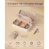 imageSONGMICS HOME Travel Jewelry Case Foldable Jewelry Organizer with Mirror Sectioned Storage Large Capacity Woven Embossed PU Leather Gift Idea Jelly Pink UJBC196R01Cloud White