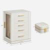 imageSONGMICS Jewelry Box 360 Rotating and PU Travel Jewelry Box Bundle Jewelry Storage Case with 5 Drawers Jewelry Organizer Glass Window Gift Cloud White UJBC170W01 and UJBC179W01