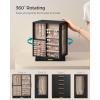 imageSONGMICS Jewelry Box 360 Rotating and PU Travel Jewelry Box Bundle Jewelry Storage Case with 5 Drawers Jewelry Organizer Glass Window Gift Graphite Black and Ink Black UJBC170B01 and UJBC179B01