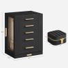 imageSONGMICS Jewelry Box 360 Rotating and PU Travel Jewelry Box Bundle Jewelry Storage Case with 5 Drawers Jewelry Organizer Glass Window Gift Graphite Black and Ink Black UJBC170B01 and UJBC179B01