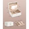 imageSONGMICS Jewelry Box 45 x 45 x 22 Inches Travel Jewelry Box with Interior Mirror PU Leather Jewelry Storage for Women Small Jewelry Organizer Portable Gift Idea Ink Black UJBC146BKV1Cloud White