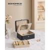 imageSONGMICS Jewelry Box 45 x 45 x 22 Inches Travel Jewelry Box with Interior Mirror PU Leather Jewelry Storage for Women Small Jewelry Organizer Portable Gift Idea Ink Black UJBC146BKV1Ink Black