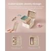imageSONGMICS Jewelry Box 45 x 45 x 22 Inches Travel Jewelry Box with Interior Mirror PU Leather Jewelry Storage for Women Small Jewelry Organizer Portable Gift Idea Ink Black UJBC146BKV1Cloud White