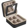 imageSONGMICS Jewelry Box 45 x 45 x 22 Inches Travel Jewelry Box with Interior Mirror PU Leather Jewelry Storage for Women Small Jewelry Organizer Portable Gift Idea Ink Black UJBC146BKV1Ink Black