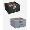imageSONGMICS Jewelry Box Bundle 2 Jewelry Organizers with Glass Lids 2 Drawers Each for Loved Ones Black and Smoky Blue UJBC239BK and UJBC239BU