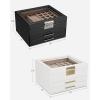 imageSONGMICS Jewelry Box Bundle 2 Jewelry Organizers with Glass Lids 2 Drawers Each for Loved Ones Black and White UJBC239BK and UJBC239WT