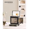 imageSONGMICS Jewelry Box with Glass Window 5Layer Jewelry Organizer with 3 Side Drawers Jewelry Storage with Big Mirror Modern 61 x 103 x 126 Inches Smoky Blue and Metallic Gold UJBC162Q01Ink Black  Metallic Gold