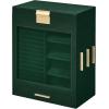 imageSONGMICS Jewelry Box with Glass Window 5Layer Jewelry Organizer with 3 Side Drawers Jewelry Storage with Big Mirror Modern 61 x 103 x 126 Inches Smoky Blue and Metallic Gold UJBC162Q01Forest Green  Metallic Gold