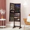 imageSONGMICS Jewelry Cabinet with 6 LED Lights Lockable Mirrored Jewelry Armoire Organizer 2 Drawers Brown UJJC94KBrown