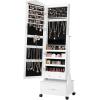 imageSONGMICS Jewelry Cabinet with 6 LED Lights Lockable Mirrored Jewelry Armoire Organizer 2 Drawers Brown UJJC94KWhite
