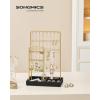 imageSONGMICS Jewelry Holder Jewelry Organizer Display Stand with Metal Frame Velvet Tray Necklace Earring Bracelet Holder for Studs Rings Gift Idea Pale Gold and Ink Black UJJS021AB02Pale Gold  Ink Black