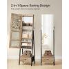 imageSONGMICS LED Mirror Jewelry Cabinet Standing Lockable Jewelry Armoire with FullLength Mirror SpaceSaving Jewelry Organizer with Mirror Drawer and Shelf Toasted Oak Color UJJC025N01Toasted Oak