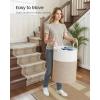imageSONGMICS Laundry Hamper Cotton Rope Laundry Basket with Handles for Children Toys Clothing Living Room Bedroom 158 Gallons 138 x 138 x 197 Inches White and Grayish Brown URLH061LZ01White  Grayish Brown