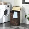 imageSONGMICS Laundry Hamper with Lid Bamboo Laundry Basket with Liner Bag Foldable Storage Hamper with Handles in Bedroom Closet Laundry 72L Rustic Brown ULCB10WNRustic Brown