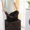 imageSONGMICS Laundry Hamper with Lid Bamboo Laundry Basket with Liner Bag Foldable Storage Hamper with Handles in Bedroom Closet Laundry 72L Rustic Brown ULCB10WNRustic Brown