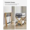 imageSONGMICS Luggage Rack Bamboo Luggage Rack for Guest Room Folding Suitcase Stand for Hotel Bedroom HeavyDuty Holds up to 131 lb Natural Beige URLR007N01Natural Beige