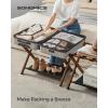 imageSONGMICS Luggage Rack Bamboo Luggage Rack for Guest Room Folding Suitcase Stand for Hotel Bedroom HeavyDuty Holds up to 131 lb Natural Beige URLR007N01Walnut Brown