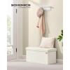 imageSONGMICS Mazie Collection  Storage Ottoman Bench Foldable Foot Rest 15 x 30 x 15 Inches End of Bed Bench Storage Chest Load 660 lb Living Room Bedroom Entryway Cream White ULSF603W01Cream White