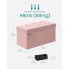 imageSONGMICS Mazie Collection  Storage Ottoman Bench Foldable Foot Rest 15 x 30 x 15 Inches End of Bed Bench Storage Chest Load 660 lb Living Room Bedroom Entryway Cream White ULSF603W01Jelly Pink