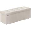imageSONGMICS Mazie Collection  Storage Ottoman Bench Foldable Foot Rest 15 x 30 x 15 Inches End of Bed Bench Storage Chest Load 660 lb Living Room Bedroom Entryway Cream White ULSF603W01Cream White