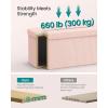 imageSONGMICS Mazie Collection  Storage Ottoman Bench Foldable Foot Rest 15 x 30 x 15 Inches End of Bed Bench Storage Chest Load 660 lb Living Room Bedroom Entryway Cream White ULSF603W01Jelly Pink